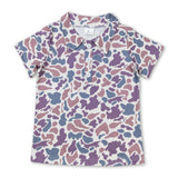 Short sleeves green camo kids boys summer polo shirt