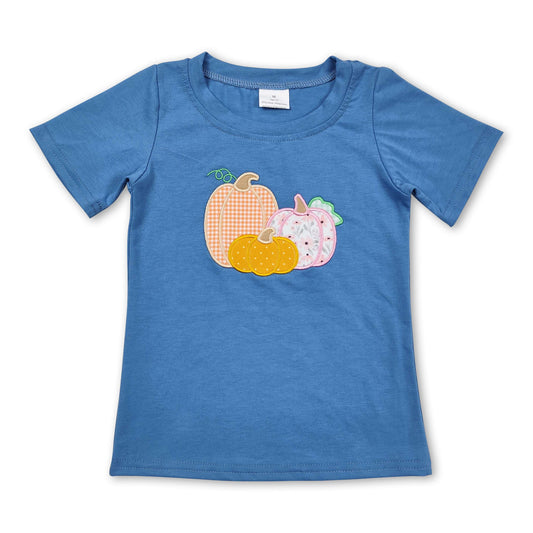 Short sleeves floral pumpkin baby kids fall shirt