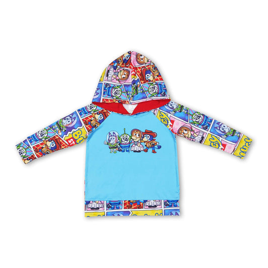 Long sleeves blue dog toy kids boys hoodie