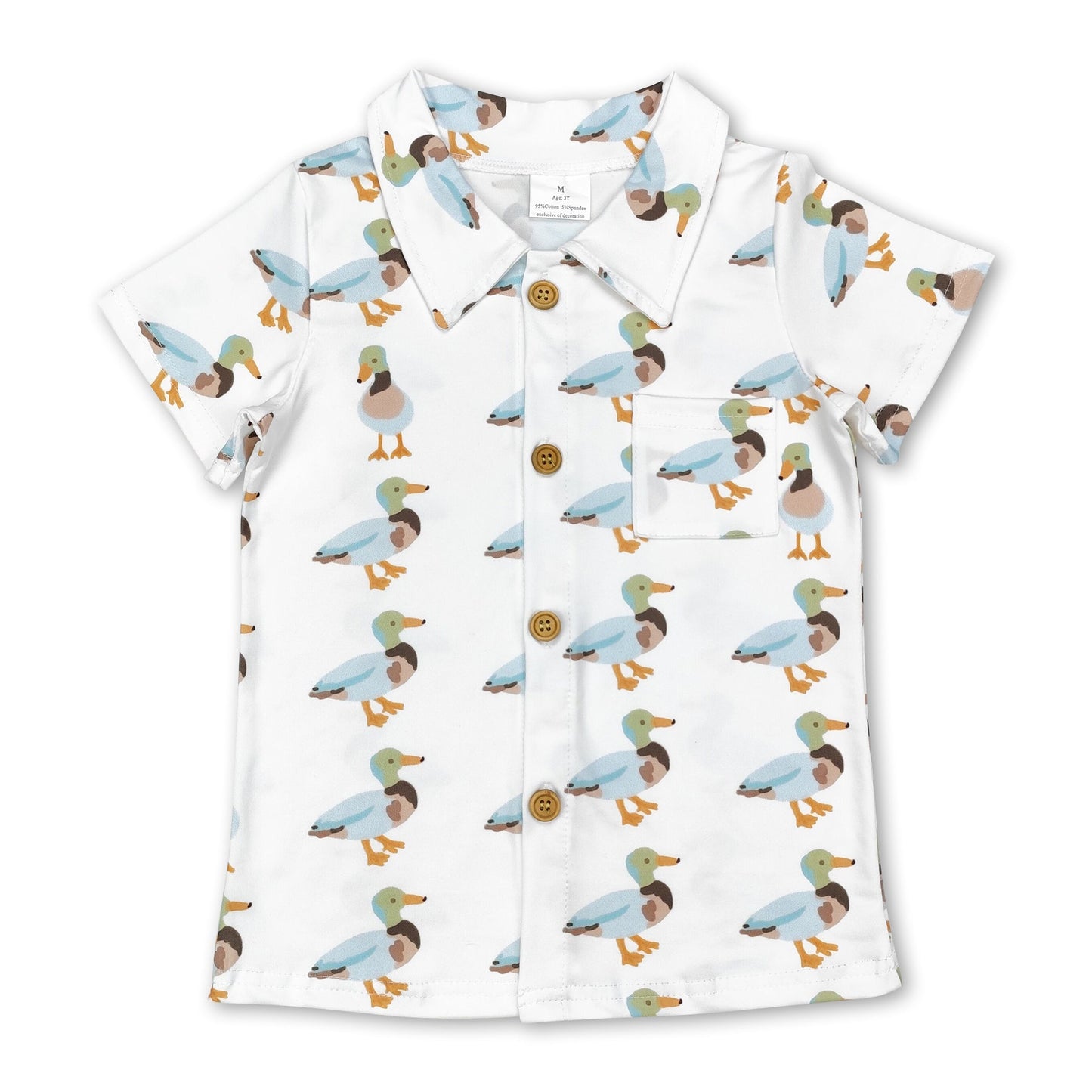 Short sleeves duck kids boy button down shirt