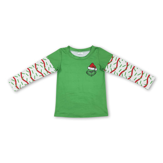 Green face long sleeves Christmas baby kids shirt