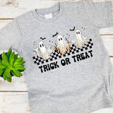 Short sleeves grey ghost bat kids Halloween shirt