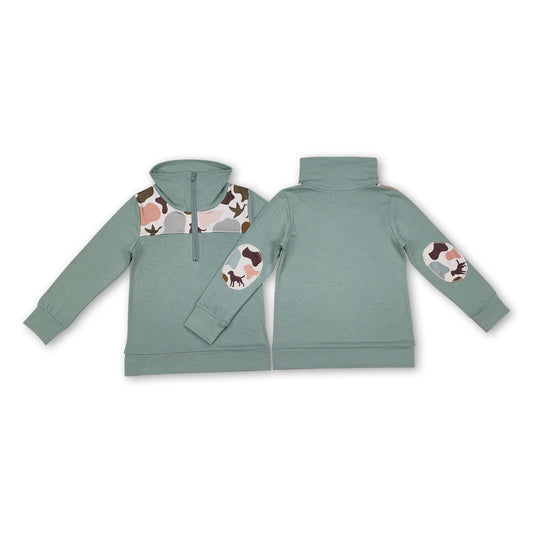 Long sleeves duck dog camo kids boys zipper pullover