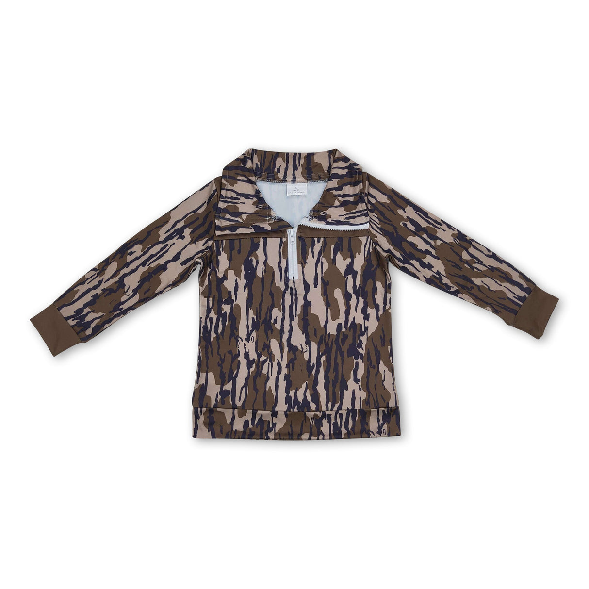 Long sleeves bottomland camo kids boys zipper pullover