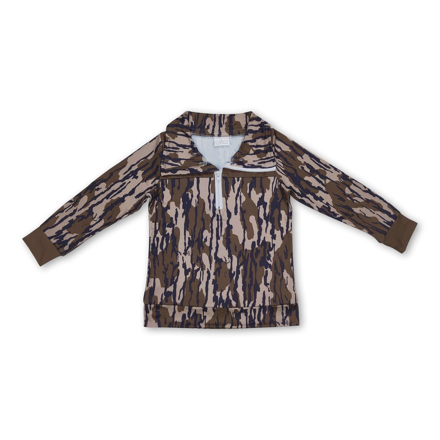 Long sleeves bottonland camo kids boys zipper pullover