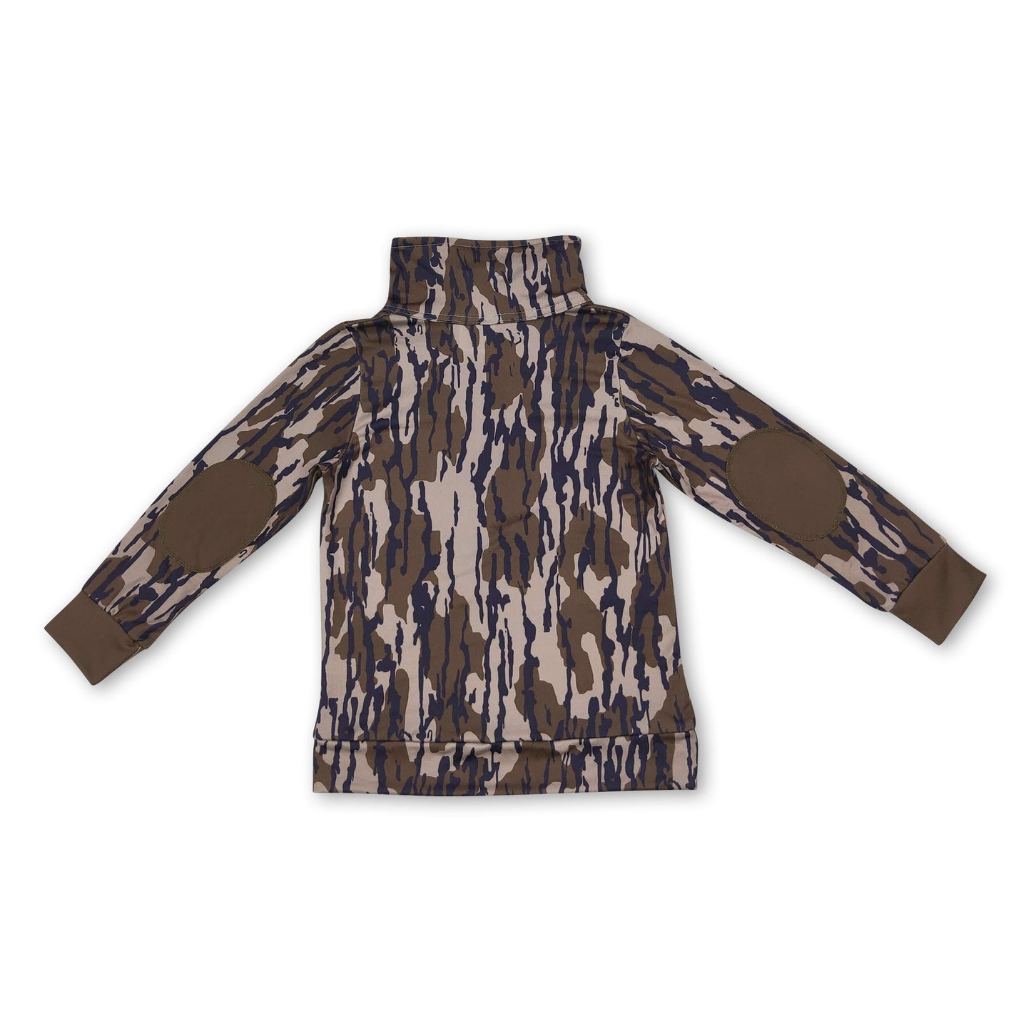 Long sleeves bottonland camo kids boys zipper pullover