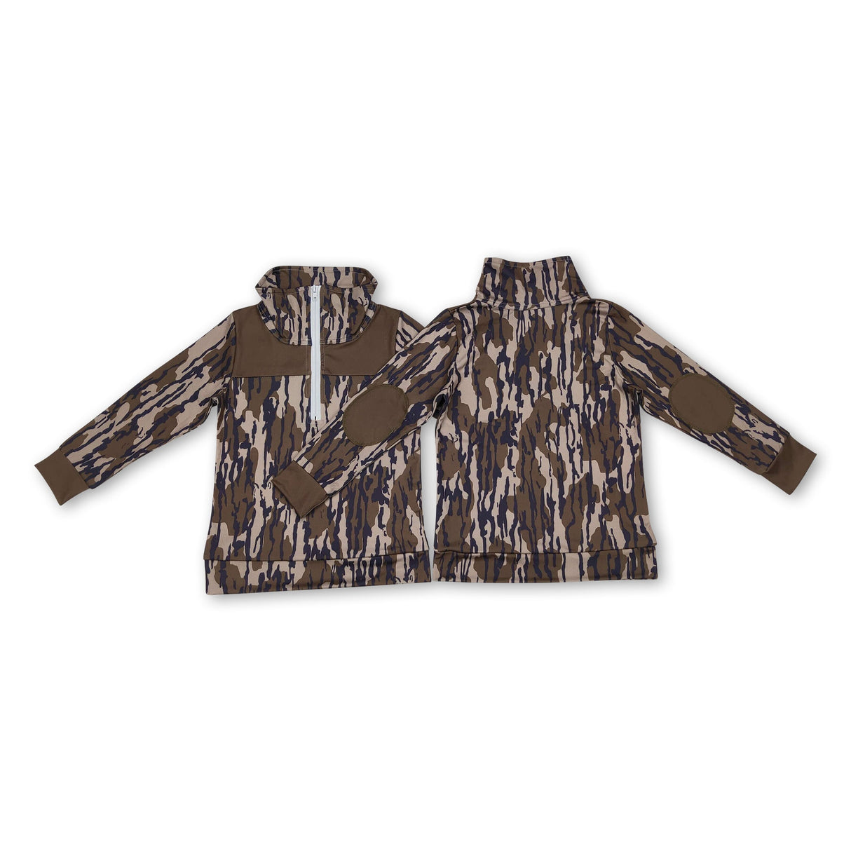 Long sleeves bottomland camo kids boys zipper pullover