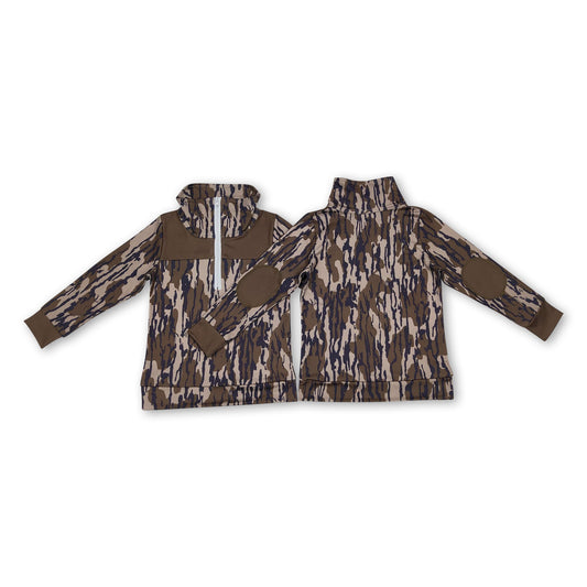 Long sleeves bottonland camo kids boys zipper pullover