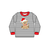 Stripe long sleeves Christmas hat dog kids boys shirt