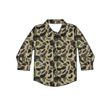 Olive camo long sleeves kids boys button down shirt
