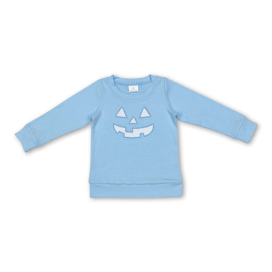 Light blue pumpkin long sleeves boys Halloween shirt