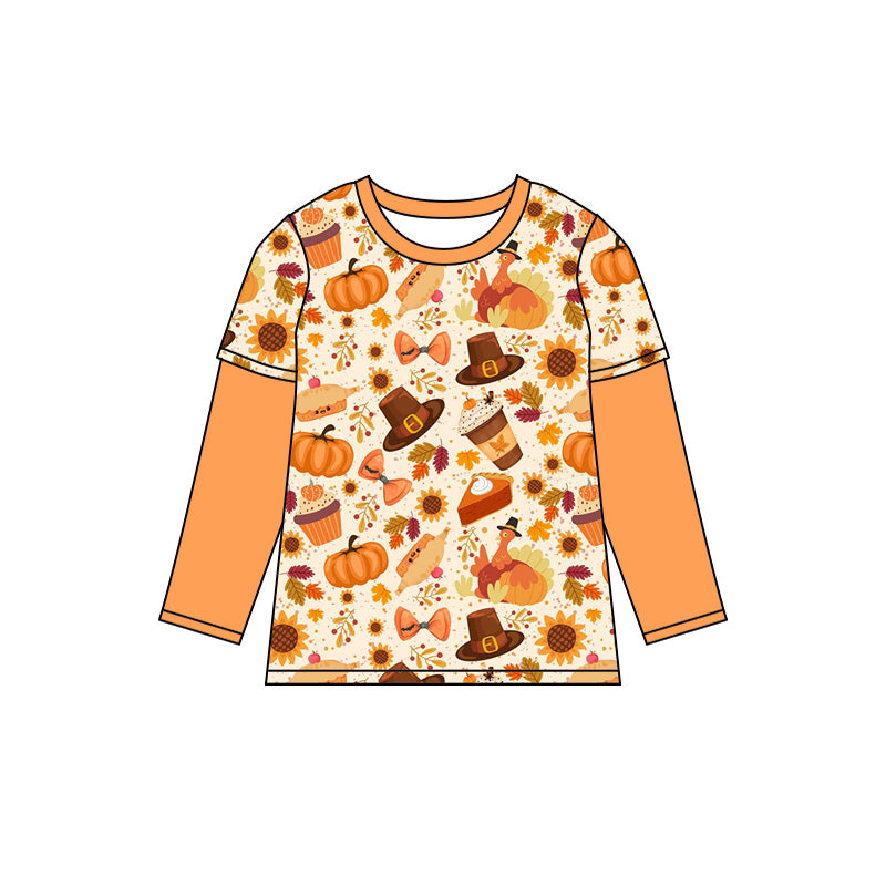 Turkey pumpkin pie kids boys Thanksgiving shirt