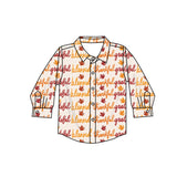 Grateful blessed thankful boys Thanksgiving button down shirt