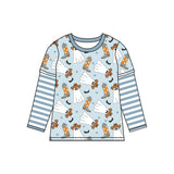 Long sleeves stripe ghost boots kids boys Halloween shirt