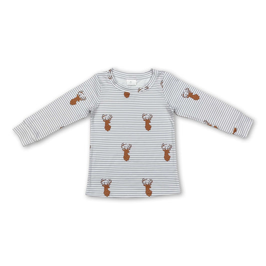 Long sleeves stripe deer long sleeves baby boy shirt