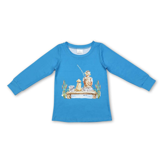 Long sleeves blue fishing baby boy hunting shirt