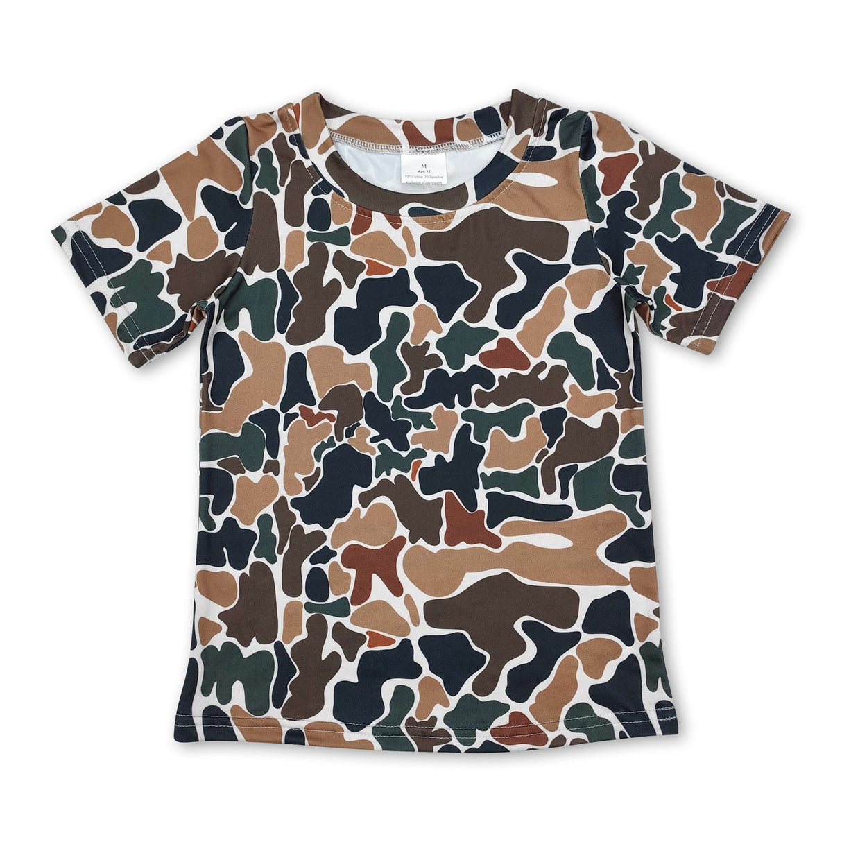 Brown camo short sleeves kids boys shirt