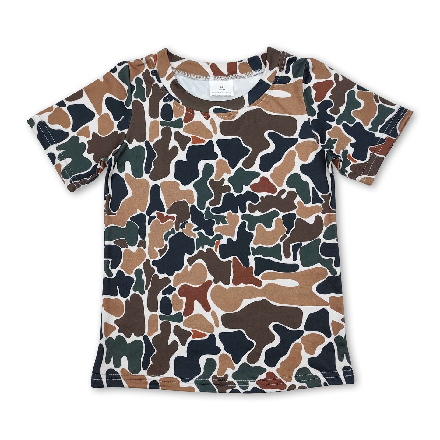 Brown camo short sleeves kids boys shirt