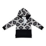 Long sleeves black aztec kids western hoodie