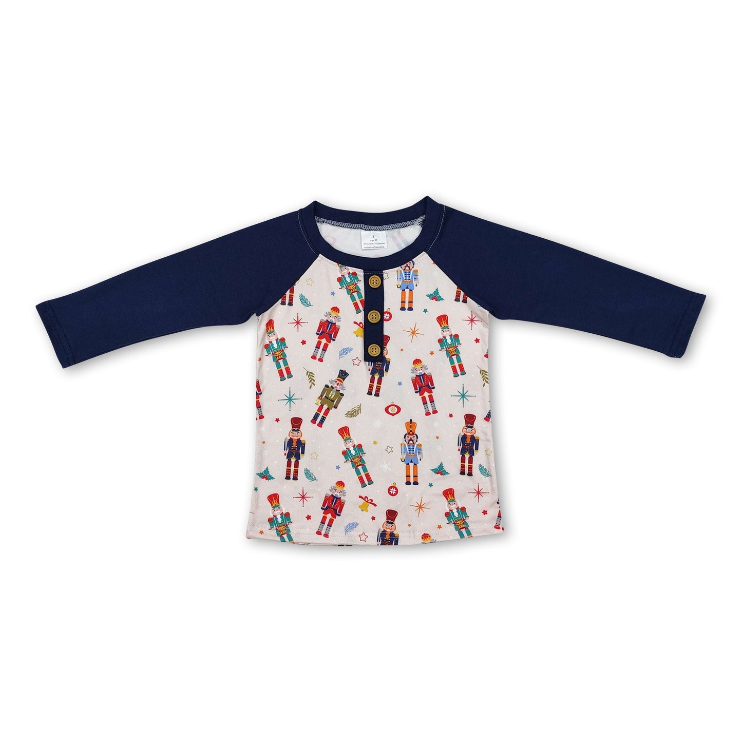 Navy long sleeves king kids boys Christmas shirt