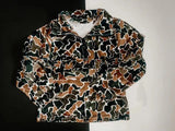 Long sleeves brown camo kids boys western zip pullover