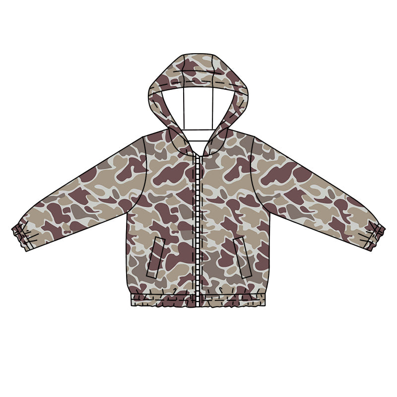 Long sleeves mint pockets camo kids boys zip jacket