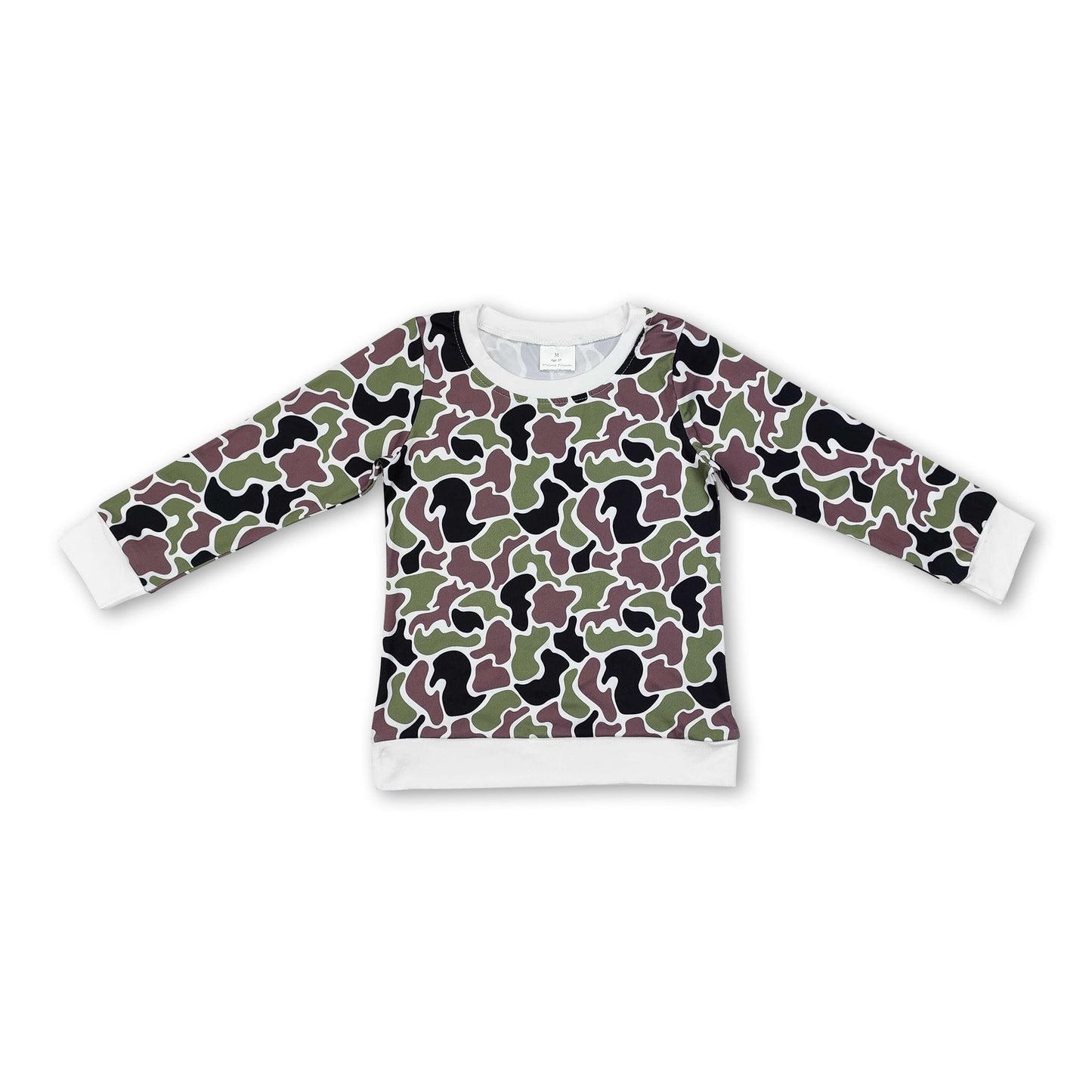 Long sleeves green camo kids boys shirt