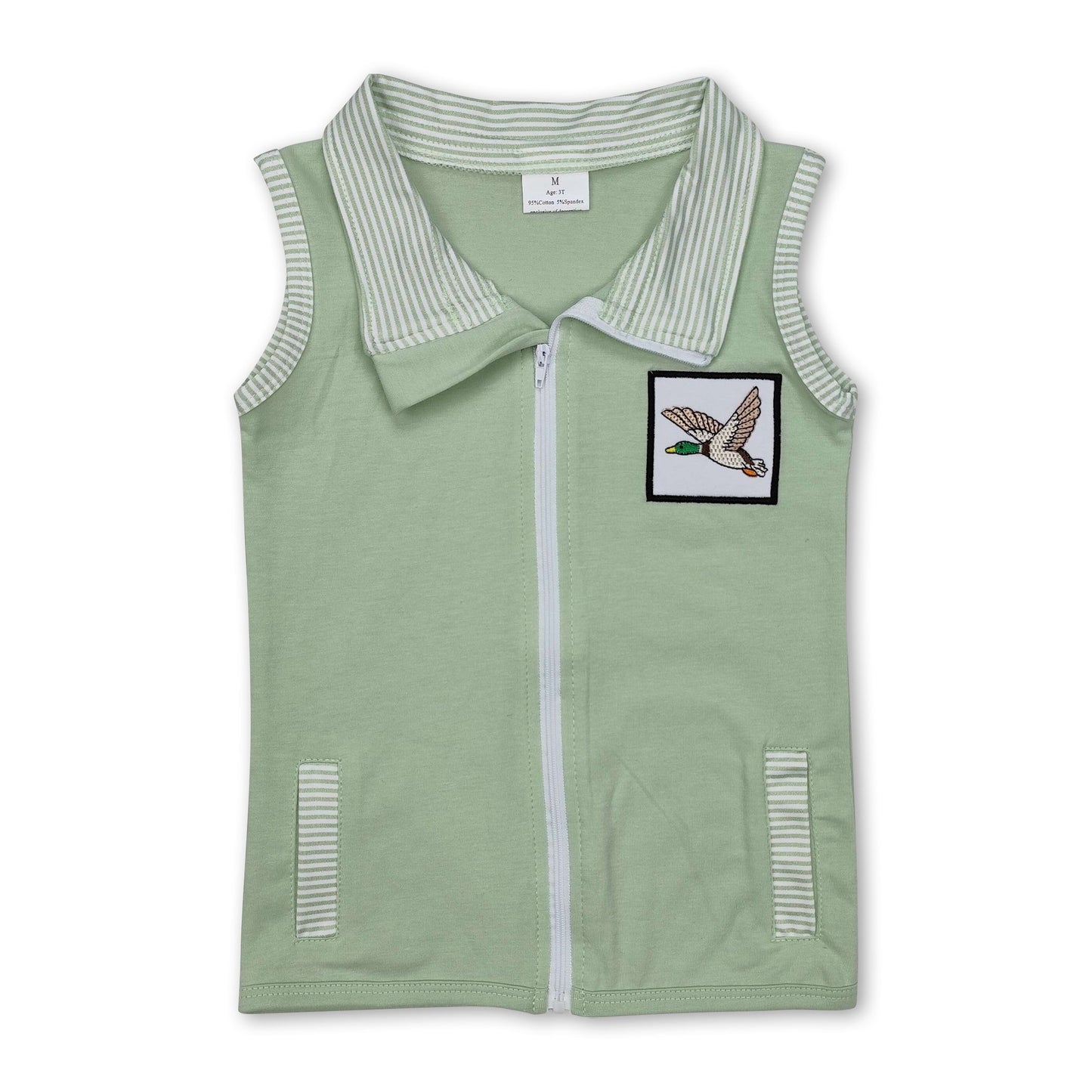 Sleeveless duck print baby boy zip vest