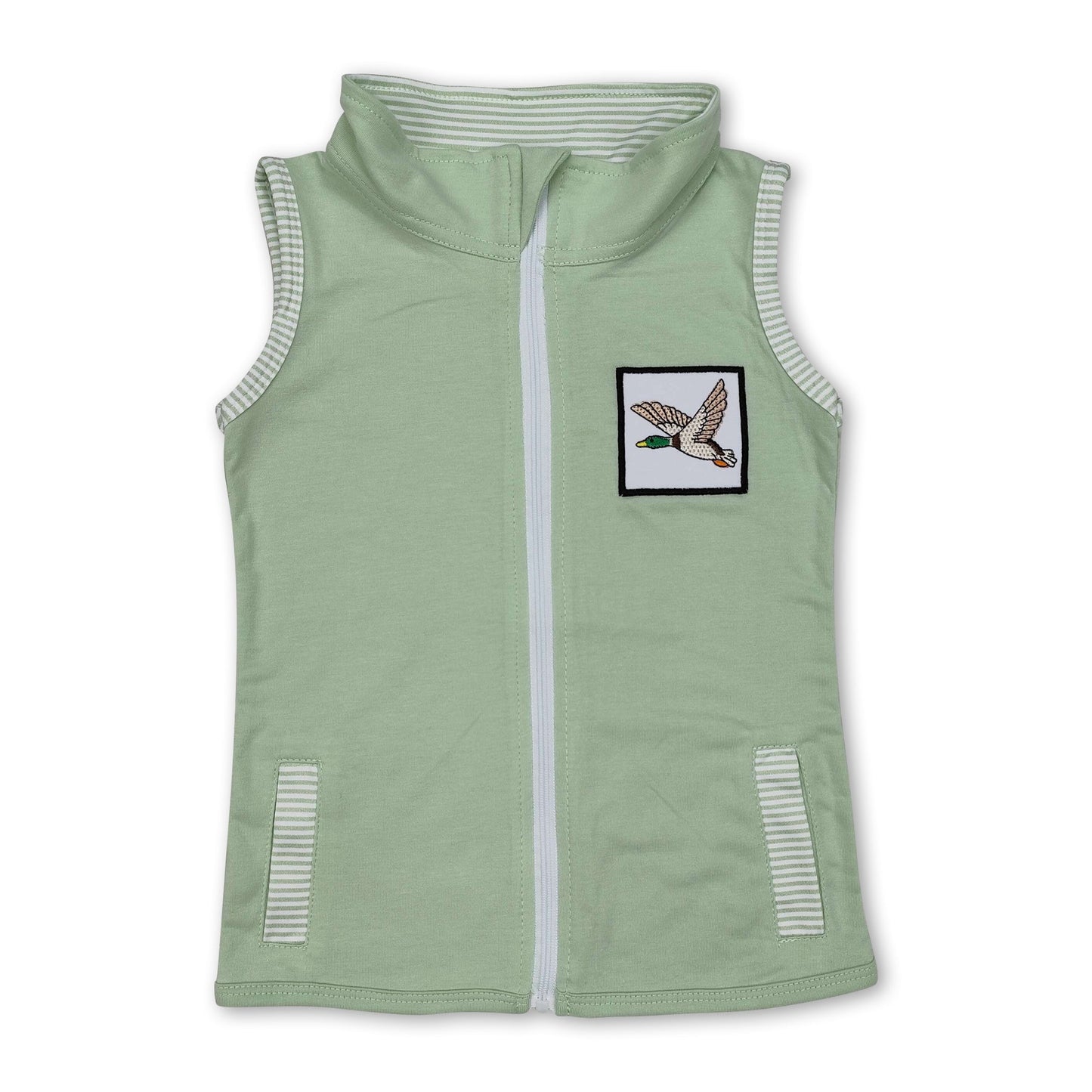 Sleeveless duck print baby boy zip vest