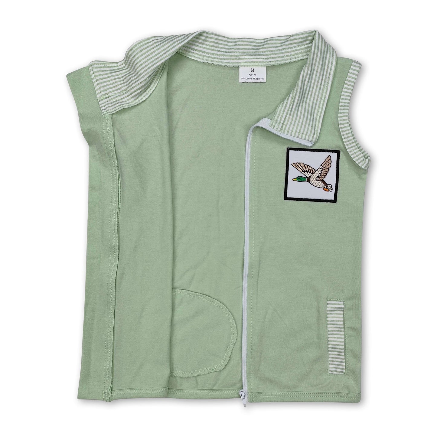 Sleeveless duck print baby boy zip vest