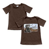 Brown short sleeves dog duck kids boys shirt