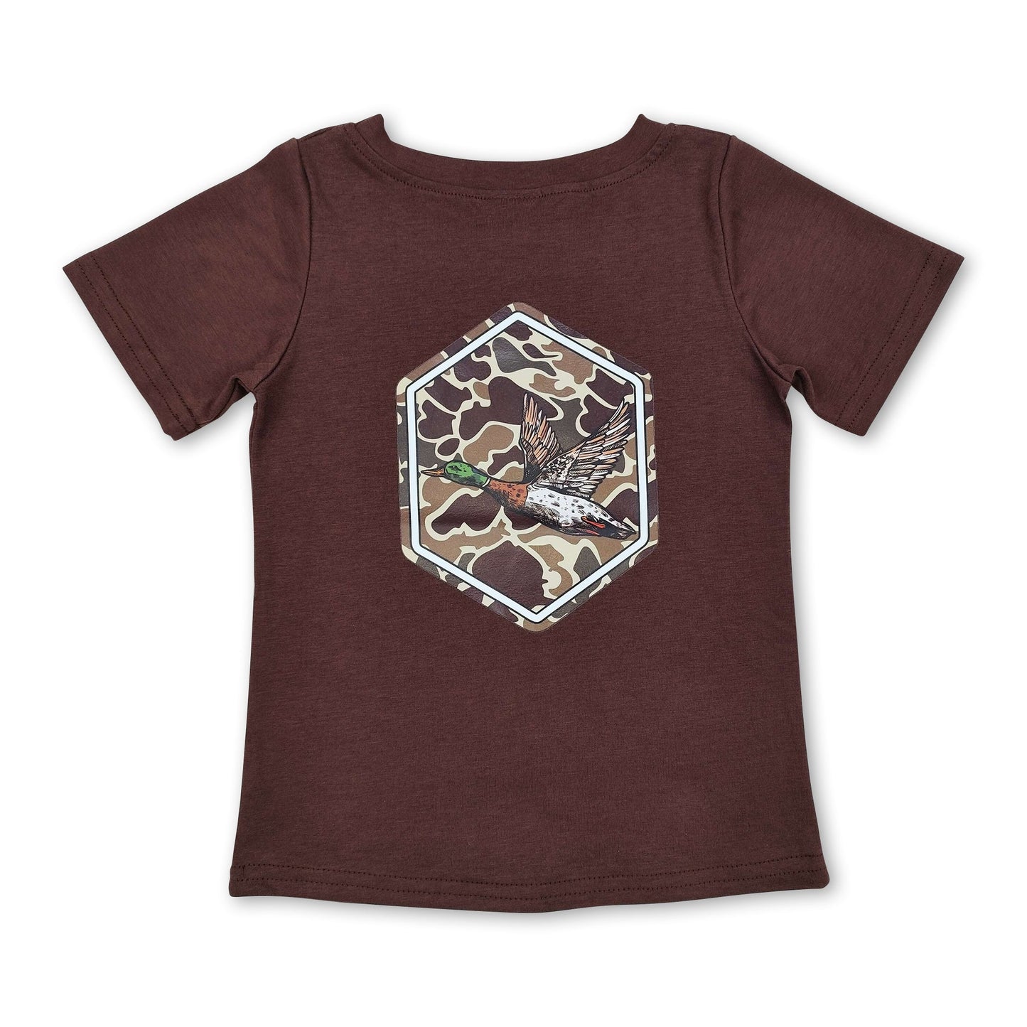 Short sleeves brown camo duck kids boys shirt