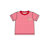 Short sleeves red stripe dog kids boys shirt