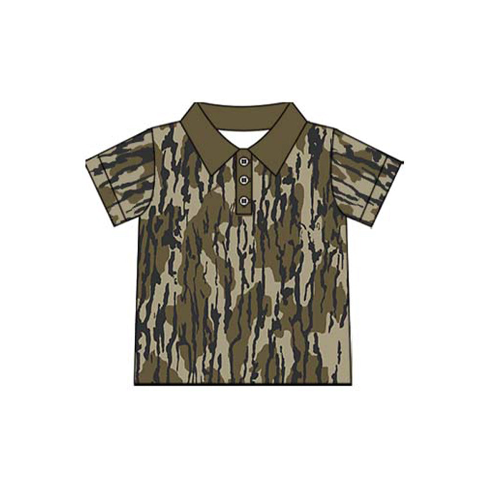 Short sleeves camo kids boys polo shirt