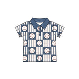 Short sleeves stripe baseball kids boys polo shirt