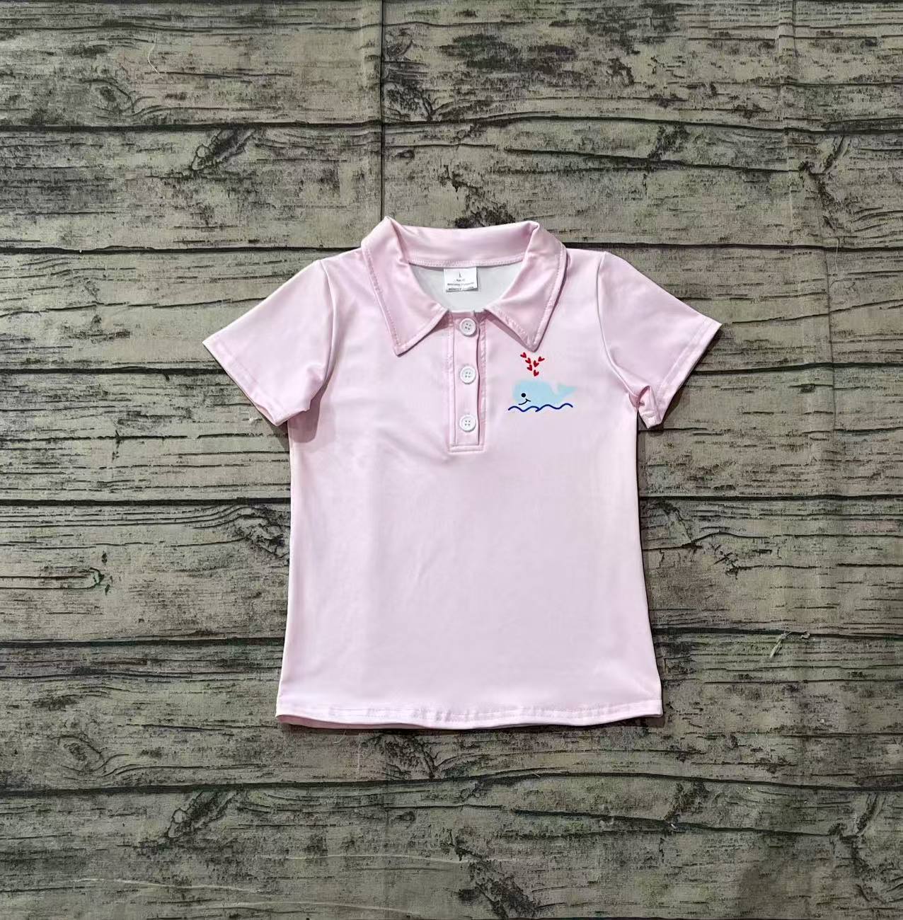 Short sleeves pink whale kids boys summer polo shirt