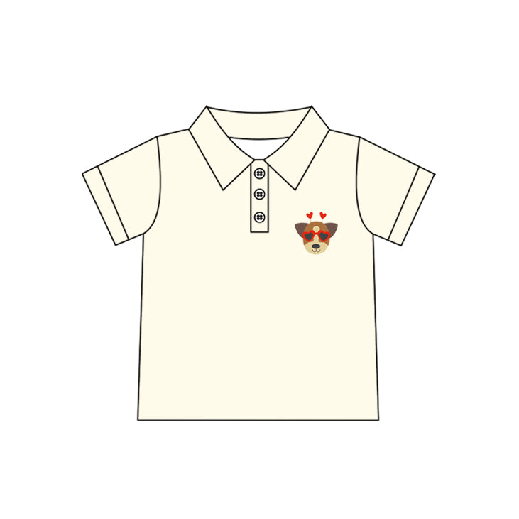 Short sleeves dog heart kids boys summer polo shirt