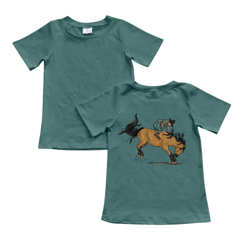 Short sleeves horse rodeo western kids shirt