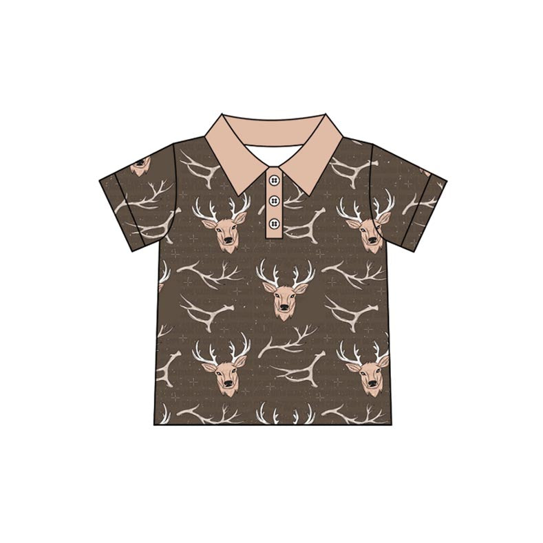 Short sleeves deer kids boys summer polo shirt