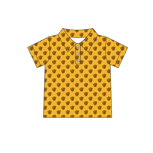 Yellow short sleeves baseball kids boys polo shirt