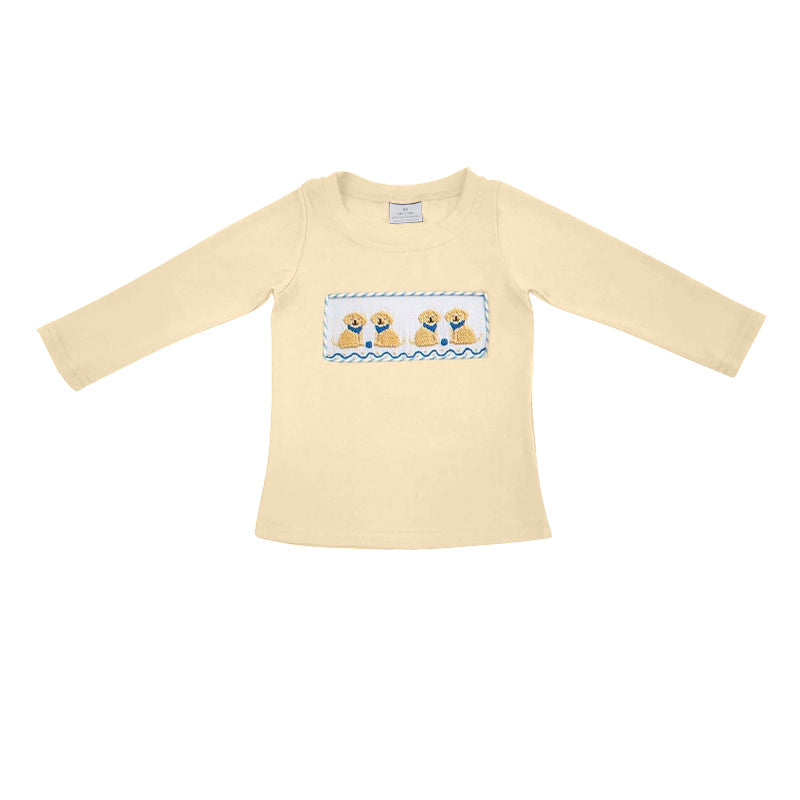 Long sleeves yellow dog kids boys shirt