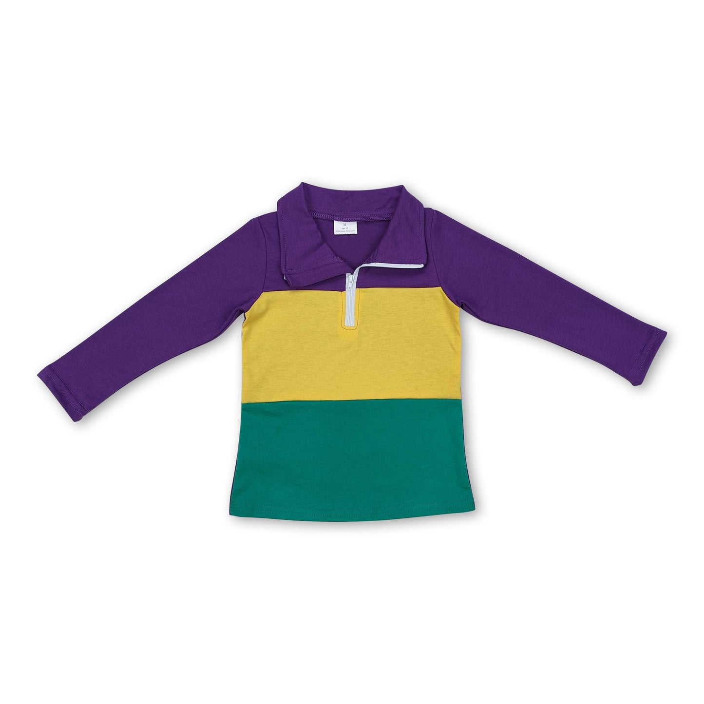 Long sleeves purple yellow green boys Mardi Gras pullover