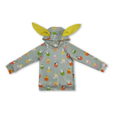Long sleeves eggs ear bunny baby kids Easter hoodie
