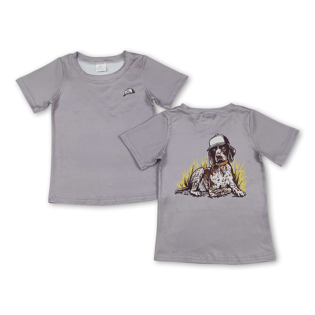 Short sleeves Grey dog kids boys shirt