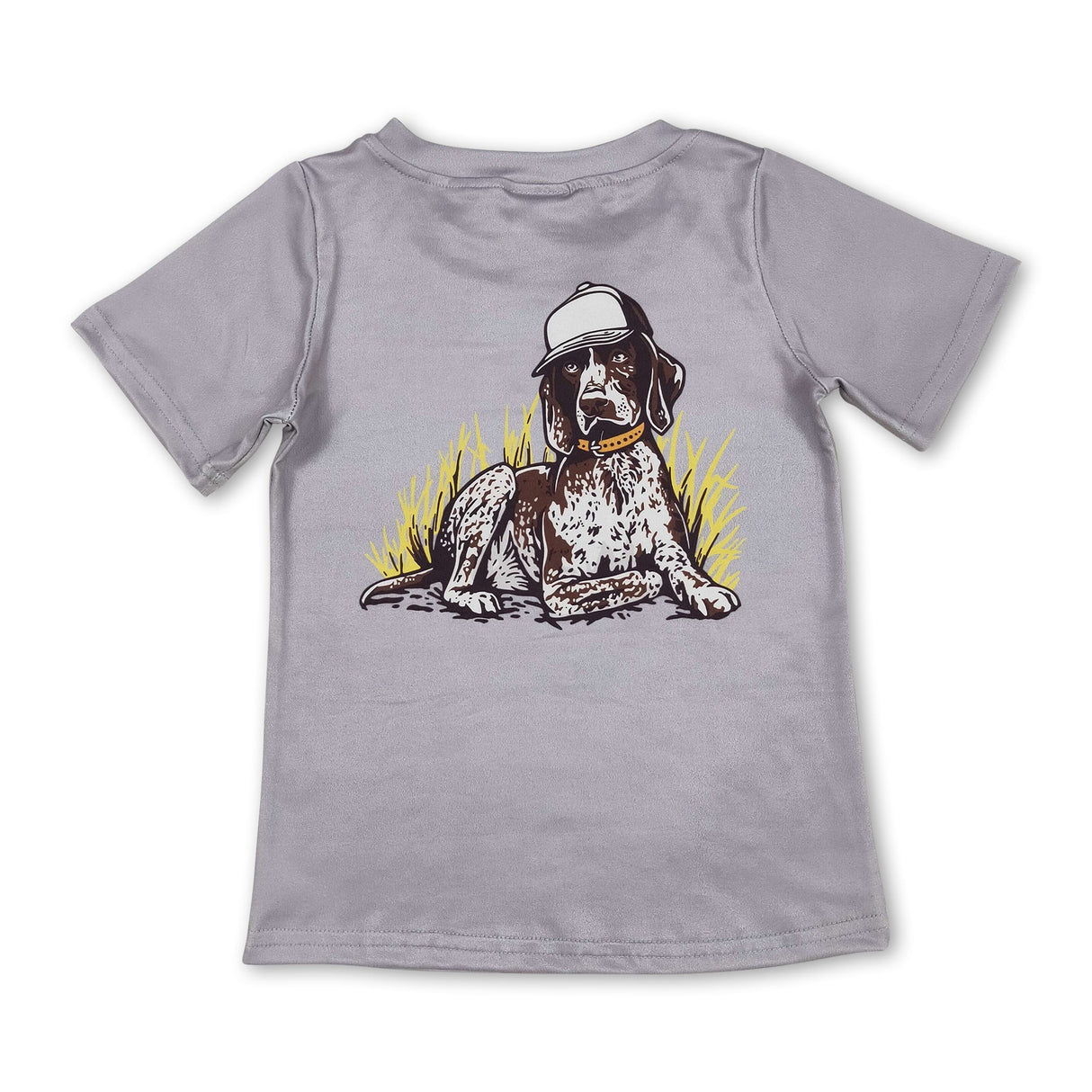Short sleeves Grey dog kids boys shirt