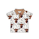 Short sleeves highland cow brands kids boys polo shirt