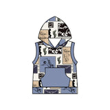 Sleeveless pocket rodeo cactus boys hoodie