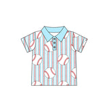 Short sleeves baseball light blue kids boys polo shirt