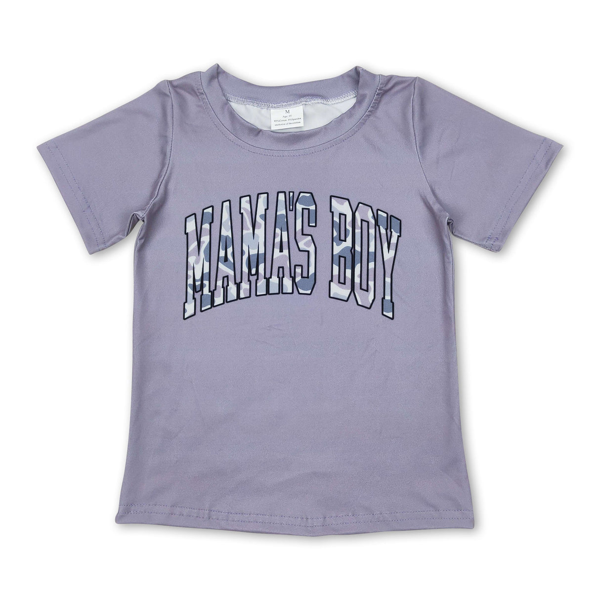 Short sleeves grey camo mama's boy children shirt