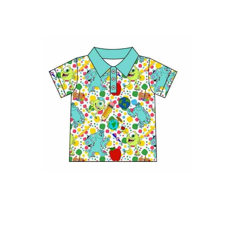 Short sleeves monster apple kids back to school polo shirt
